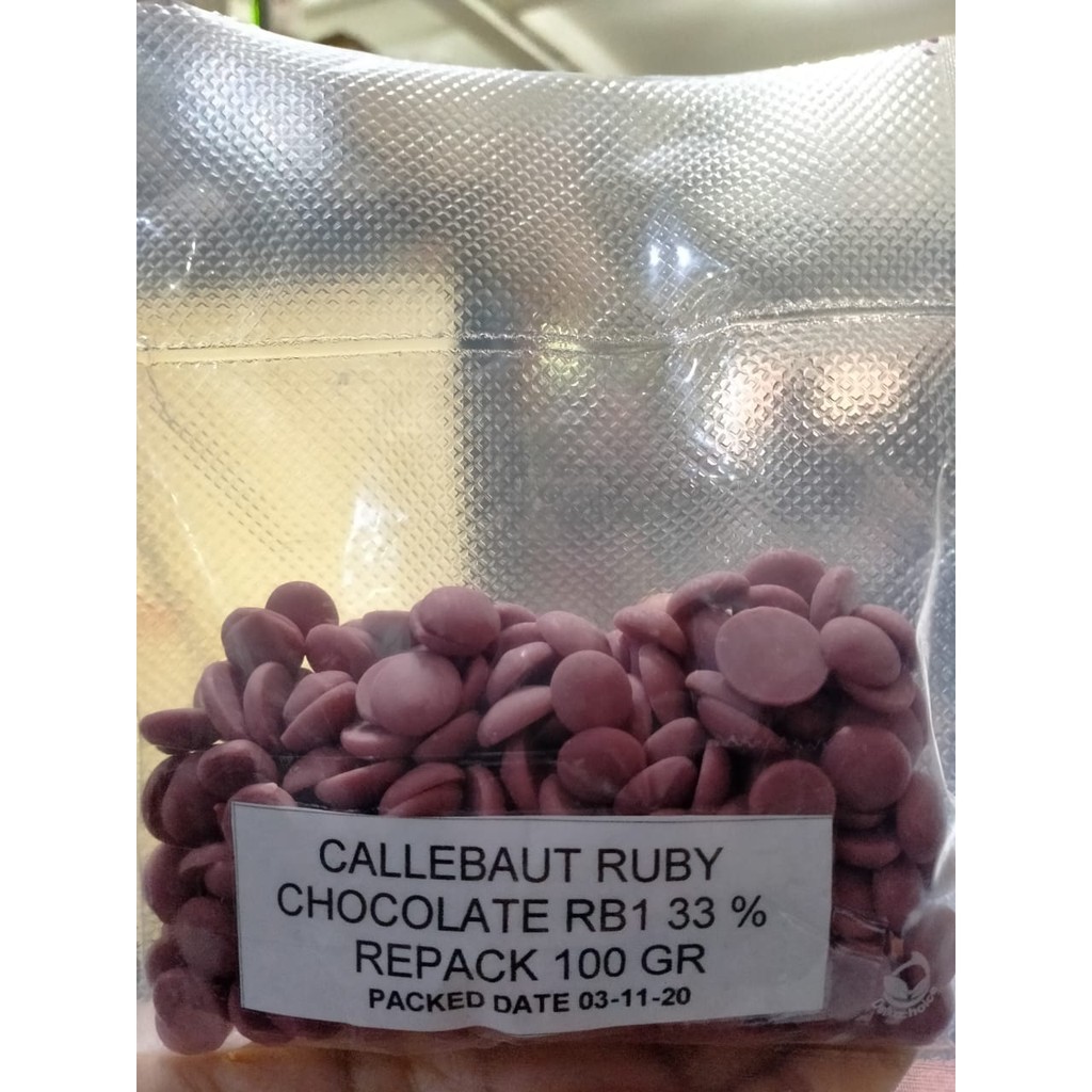 Barey Callebaut RB1 Ruby Chocolate Callets Rep 100gram - Couverture 33% - Gosend/Grab Only!!!