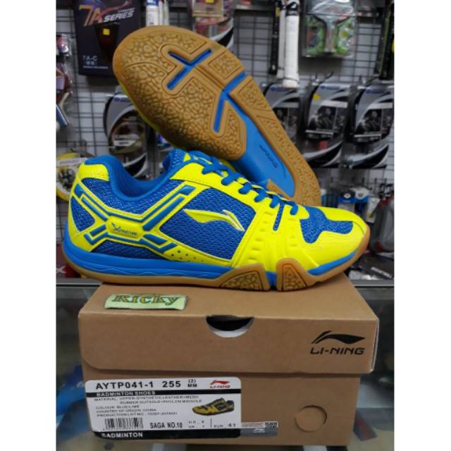 SEPATU BADMINTON LINING SAGA NO.10 - XTRUCTURE - BLUE/LIME - ORIGINAL