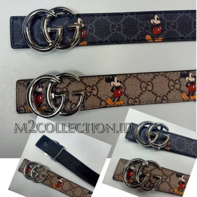 Ikat Pinggang GUCCI MARMONT X DISNEY MICKEY BELT Silver  PREMIUM QUALITY