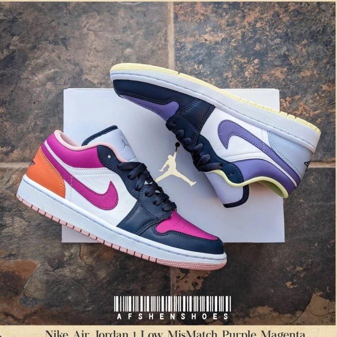 Sepatu Original Nike Air Jordan 1 Low Miss Match Purple Magenta BNIB Termurah