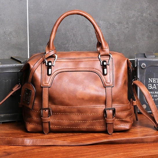 TAS SELEMPANG WANITA IMPORT PREMIUM KOREA VINTAGE BRANDED KULIT COKLAT OCTAVIA TA387B7 FASHION BATAM