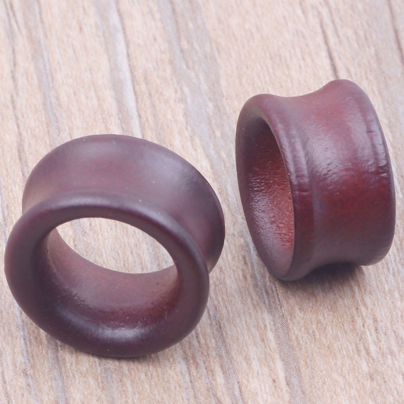 2pcs Anting Tunnel Double Flared Bahan Kayu Ukuran 6-20mm Gaya Hip Hop