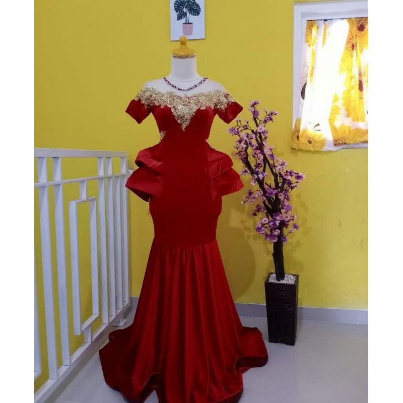 RNDDress beludru/gaun penyanyi/baju panggung