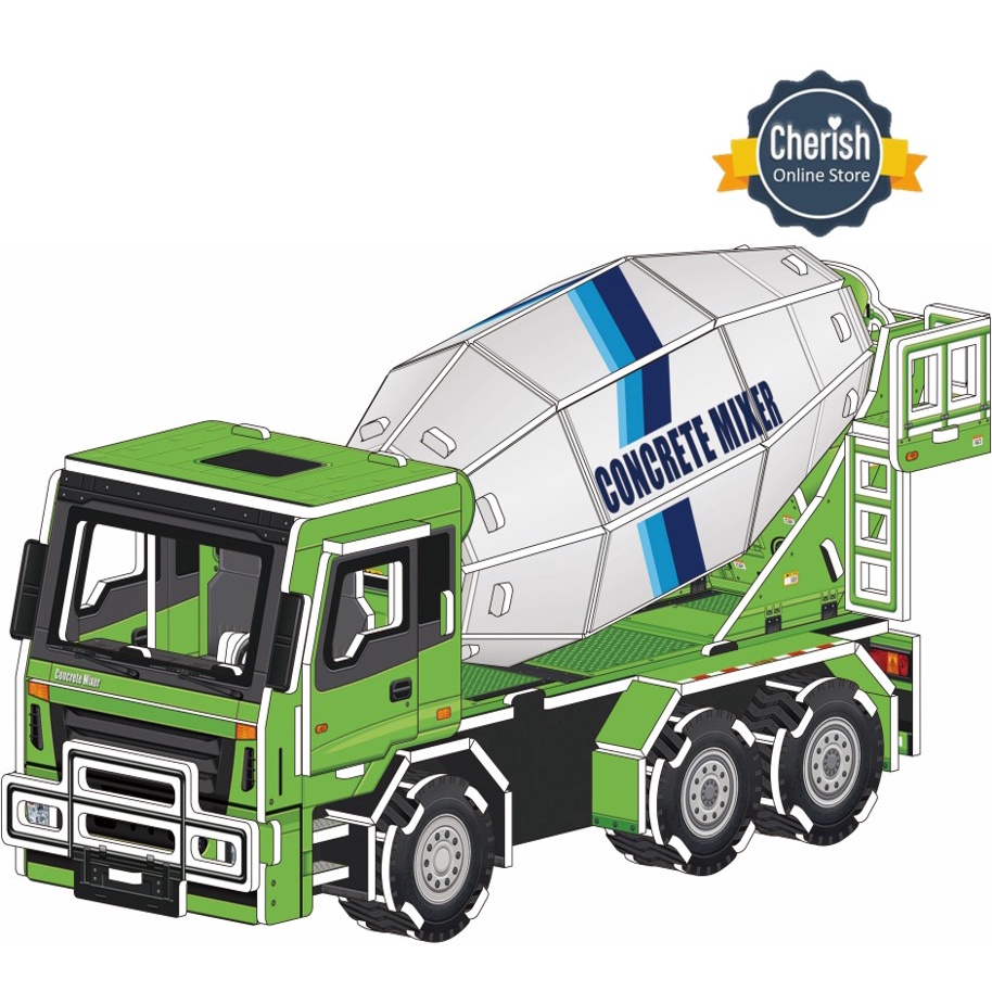 Puzzle 3D | MIXER TRUCK | Truk Molen | Mainan DIY Construction MS-B013