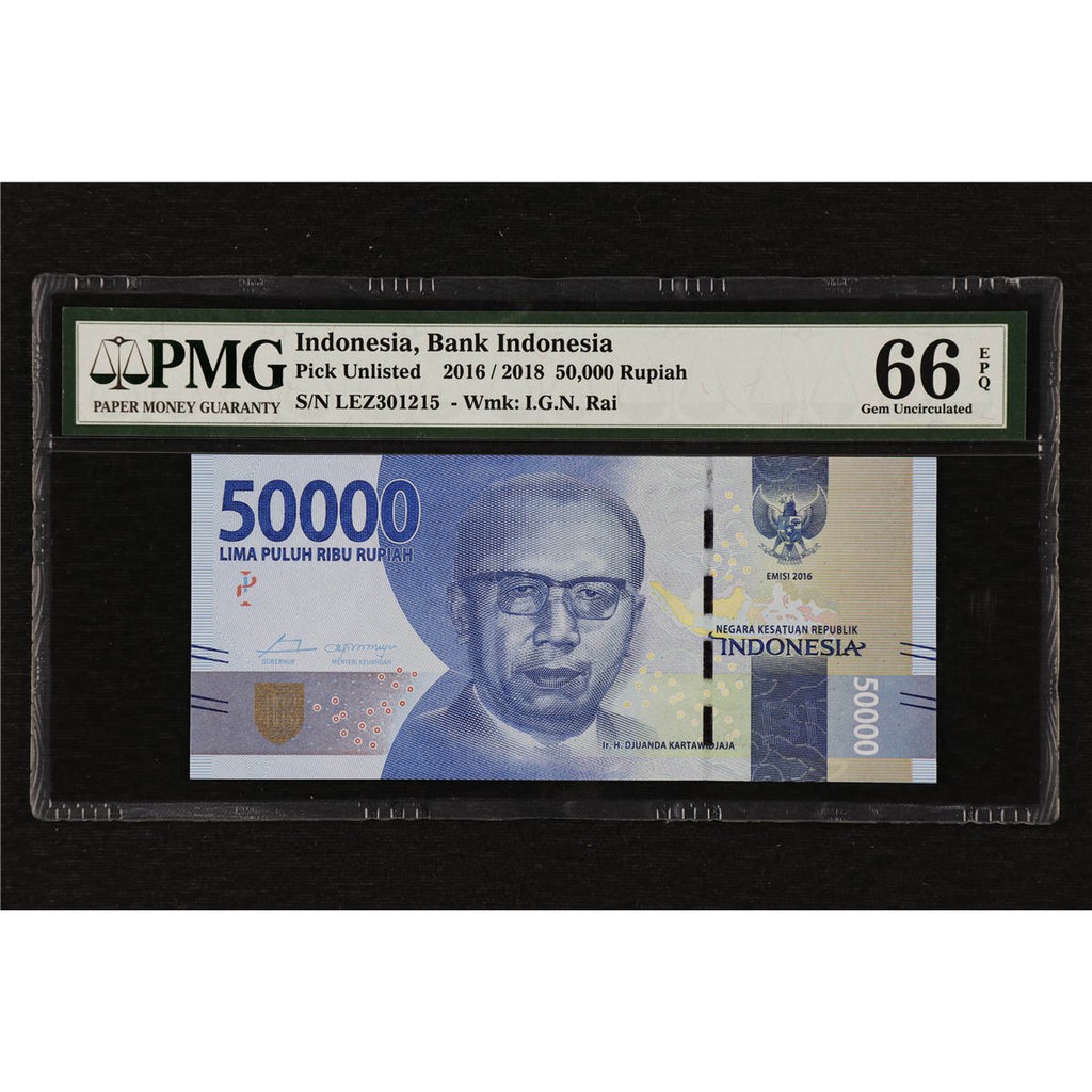 UANG KUNO 50000 NKRI UNLISTED PMG 66 EPQ Gem UNC KOLEKSI MAHAR LEZ301215