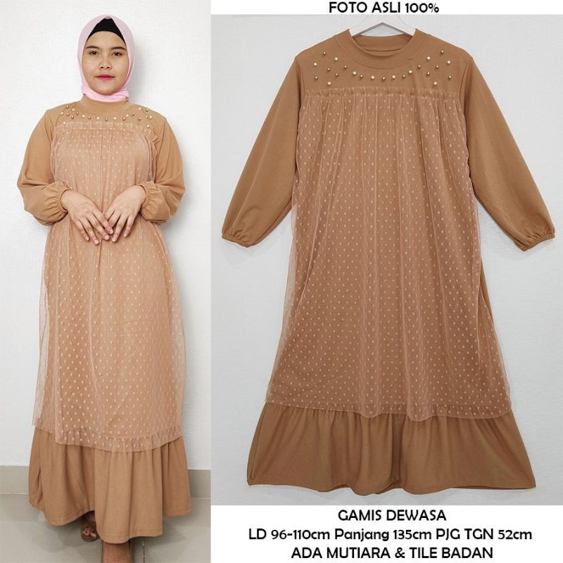Dress Wanita Merlin Lengan Kerut/Outfit Kondangan Terbaru/Gamis Wanita Jumbo Termurah