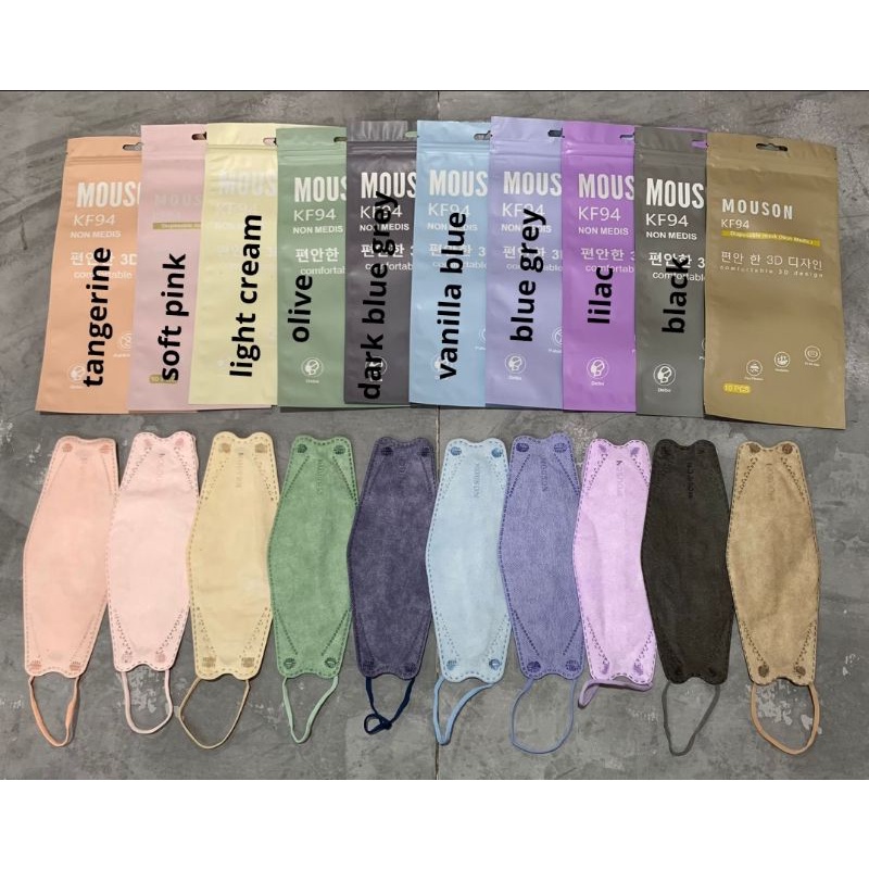 *MYZORA SURABAYA* MASKER MOUSON MASKER KF94 MASKER WARNA COLOUR IMPORT 4PLY ISI 10PCS 4PLY 4 LAPIS KOREAN MASK MASKER KOREA MURAH GROSIR SURABAYA