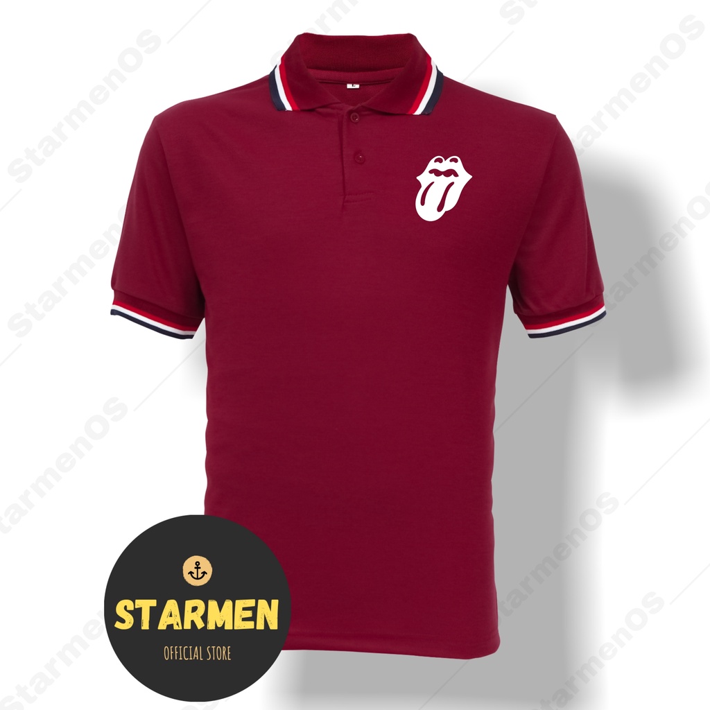 Kaos Polo Shirt Pria Kerah Logo ROLLIN STONE