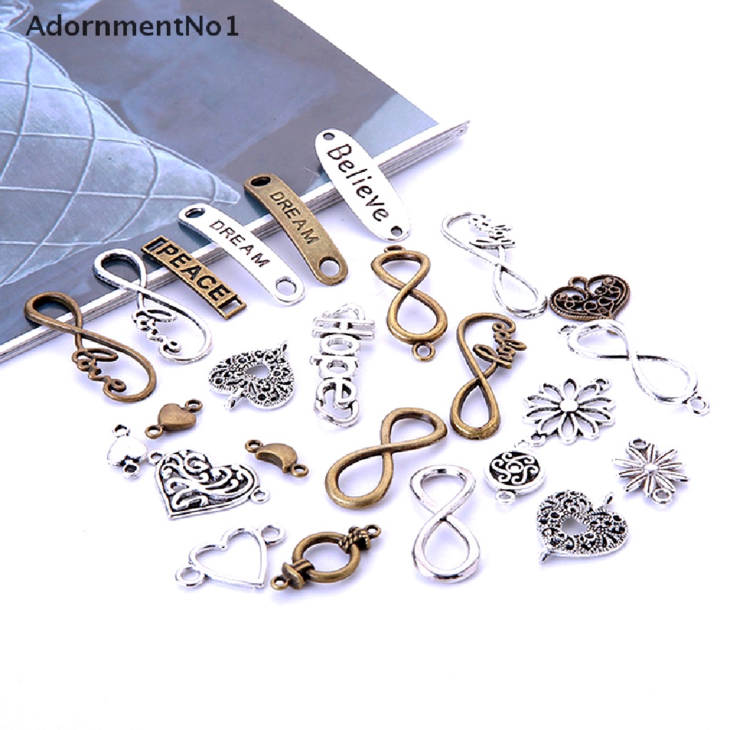 (AdornmentNo1) 50pcs / Lot Konektor Liontin Antik Bentuk Infinity Bahan Alloy Untuk Perhiasan DIY