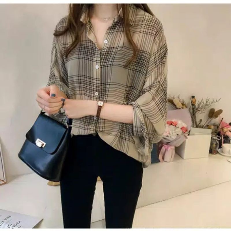 Kemeja Atasan Wanita GUILEN OVERSIZE SHIRT TERBARU KOREAN STYLE Kemeja Cewek Casual M6Q6 Termurah