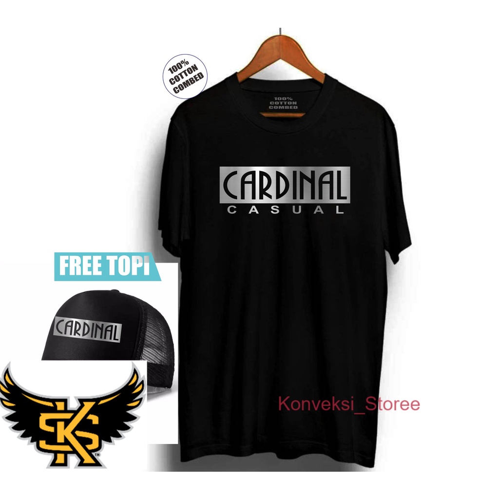 Bisa cod Free topi Kaos Distro lengan Pendek katun 30s Berlogo cardinal casual silver Quality premiu