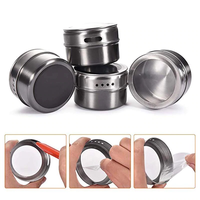 Tempat Bumbu Makanan Magnetic Spice Jar Storage Container - Silver