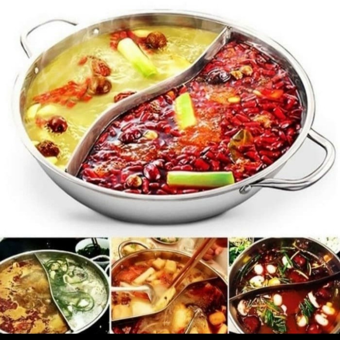 [RA] PANCI SHABU HOT POT 2 SEKAT TUTUP KACA STEAMBOAT 28CM 28 CM SUKI