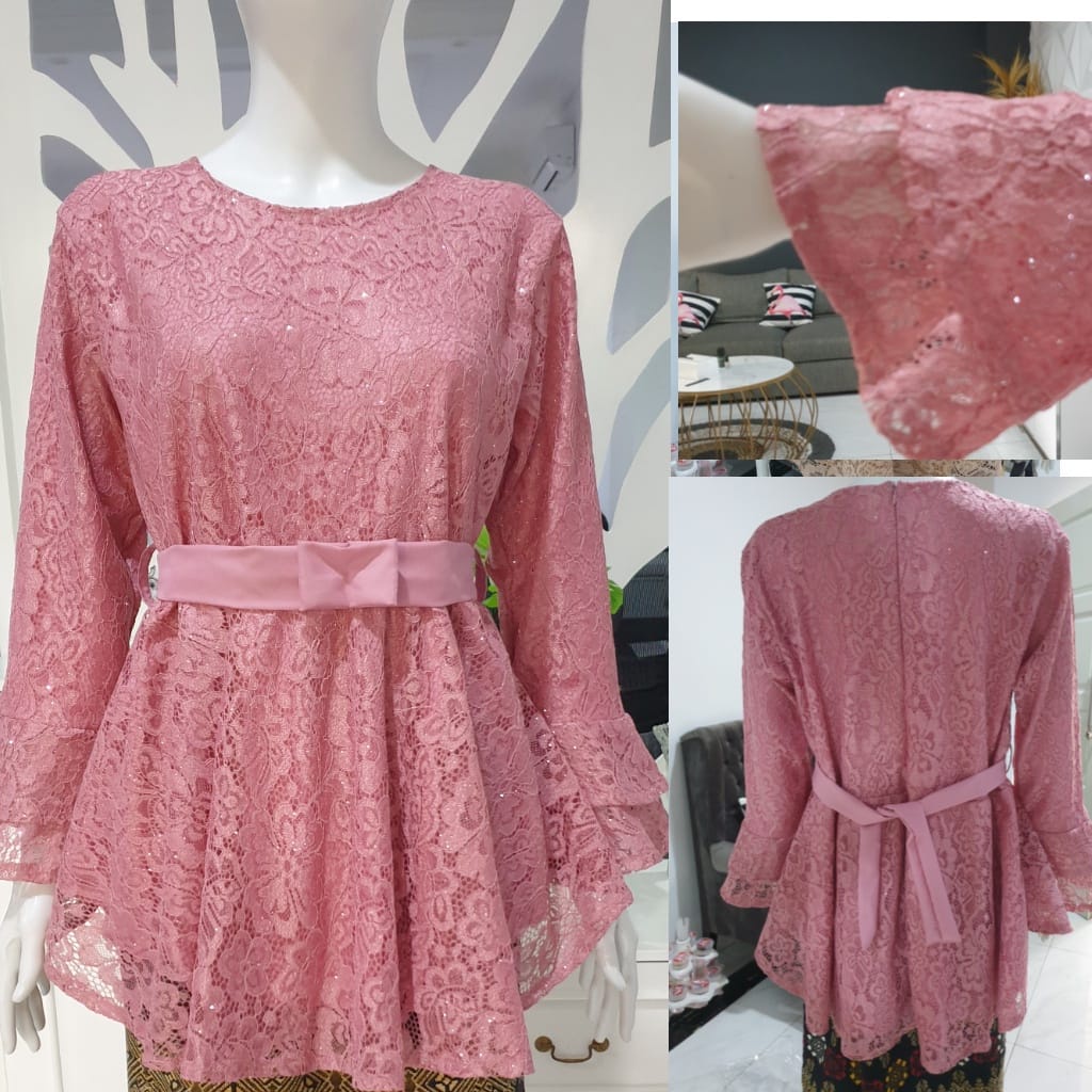 Atasan kebaya brokat corneli Kayla peplum /brokat katun glitter/wisuda