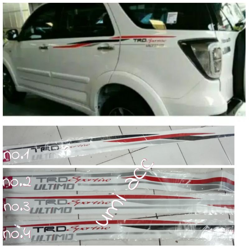 Sticker Cutting Trd Sportivo Ultimo Rush Hitam/Abu/Merah Stiker Body Rush