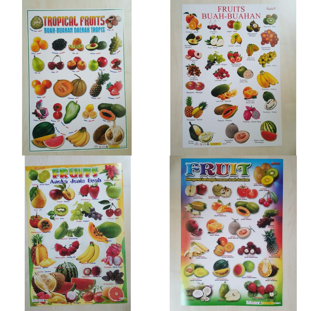 Poster Edukasi Anak Belajar Buah Buahan Dan Sayur Sayuran Shopee Indonesia