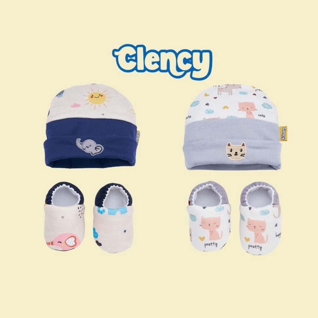 Kado Lahiran | Hampers Bayi Newborn | Gift Box Topi + Sepatu Bordir Clency CLS212