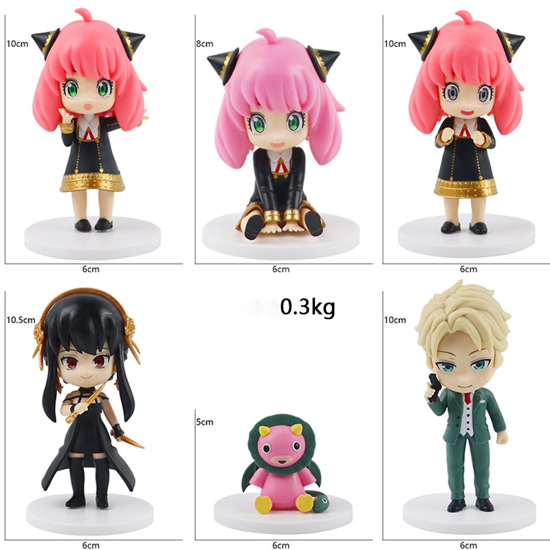 2022 May 6pcs / set Mainan Action Figure Anua Chibi Mata-Mata Bahan PVC Untuk Hadiah Anak