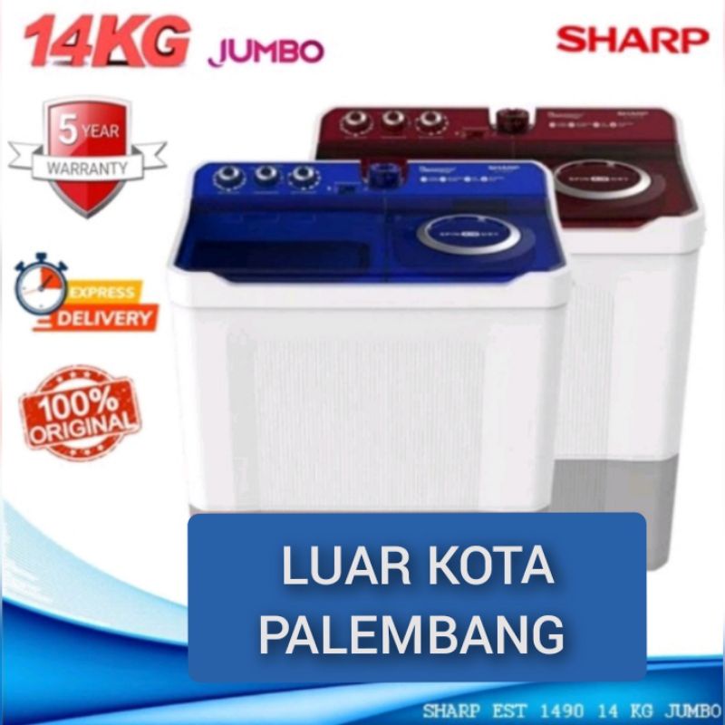 KHUSUS LUAR PALEMBANG MESIN CUCI 2 TABUNG SHARP 14 KG JUMBO EST 1490 LOW WATT