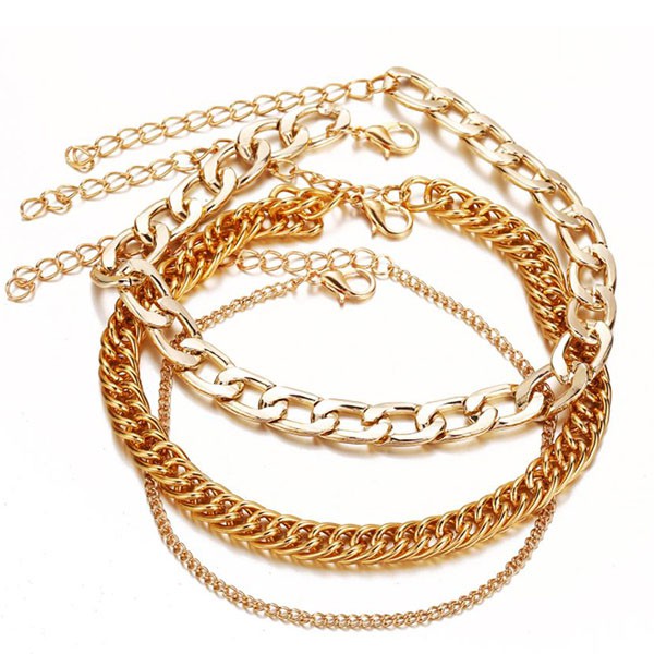 gelang kaki multilayer chain simple multilayer anklet (1h2)) jge096