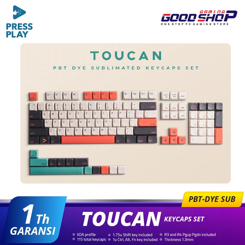 Press Play TOUCAN XDA PBT Keycaps Set