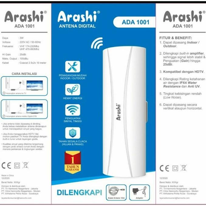 Antena Tv Digital Arashi Ada 1001 Indoor Outdoor Best For Lcd Led Tv