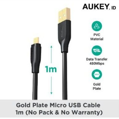 Kabel - Kabel Data USB Micro 1meter Gold Plated Aukey Asli Original