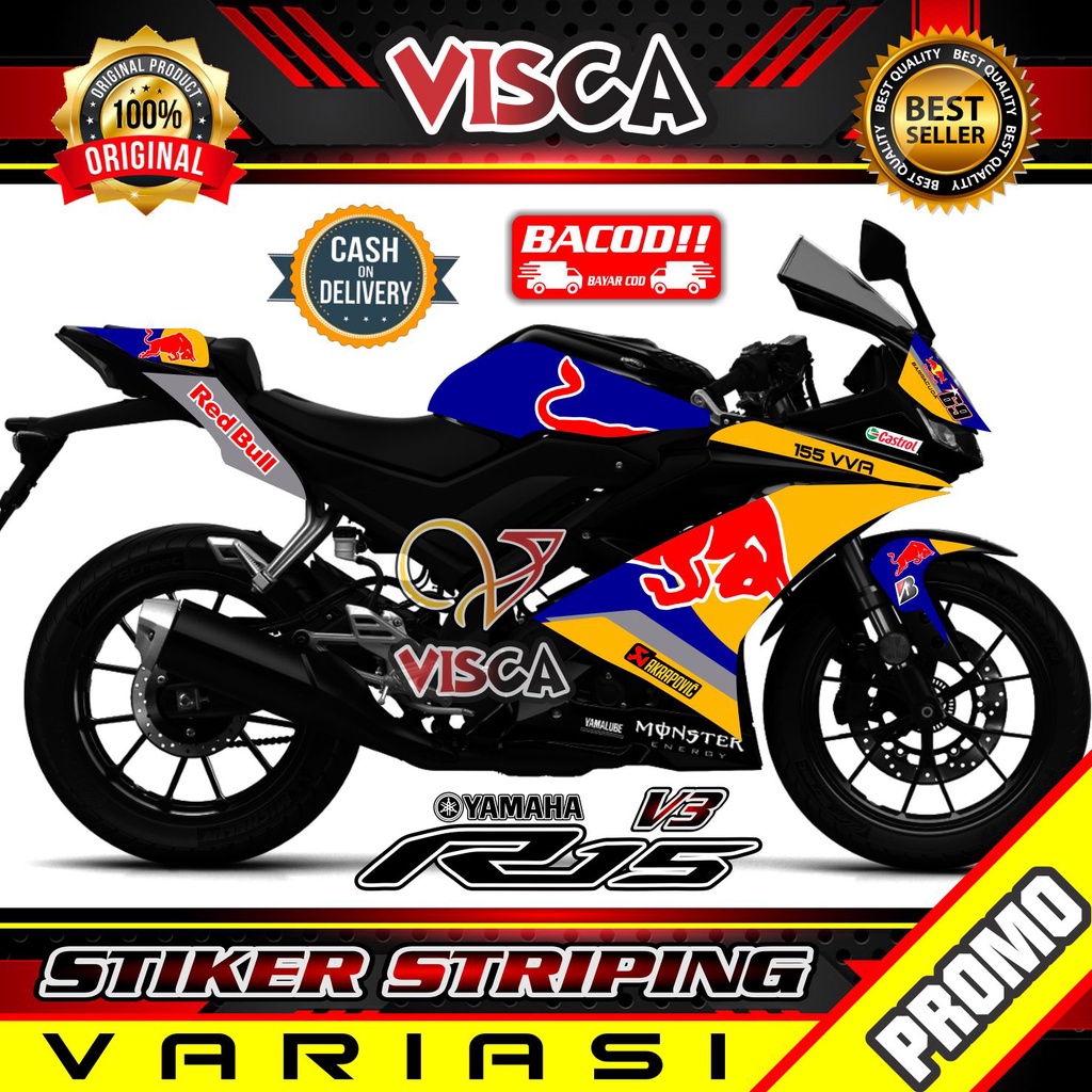 Striping R15 V3 - Stiker Sticker Striping Variasi Lis R15 V3 - Striping Hologram R15 V3 RedBull