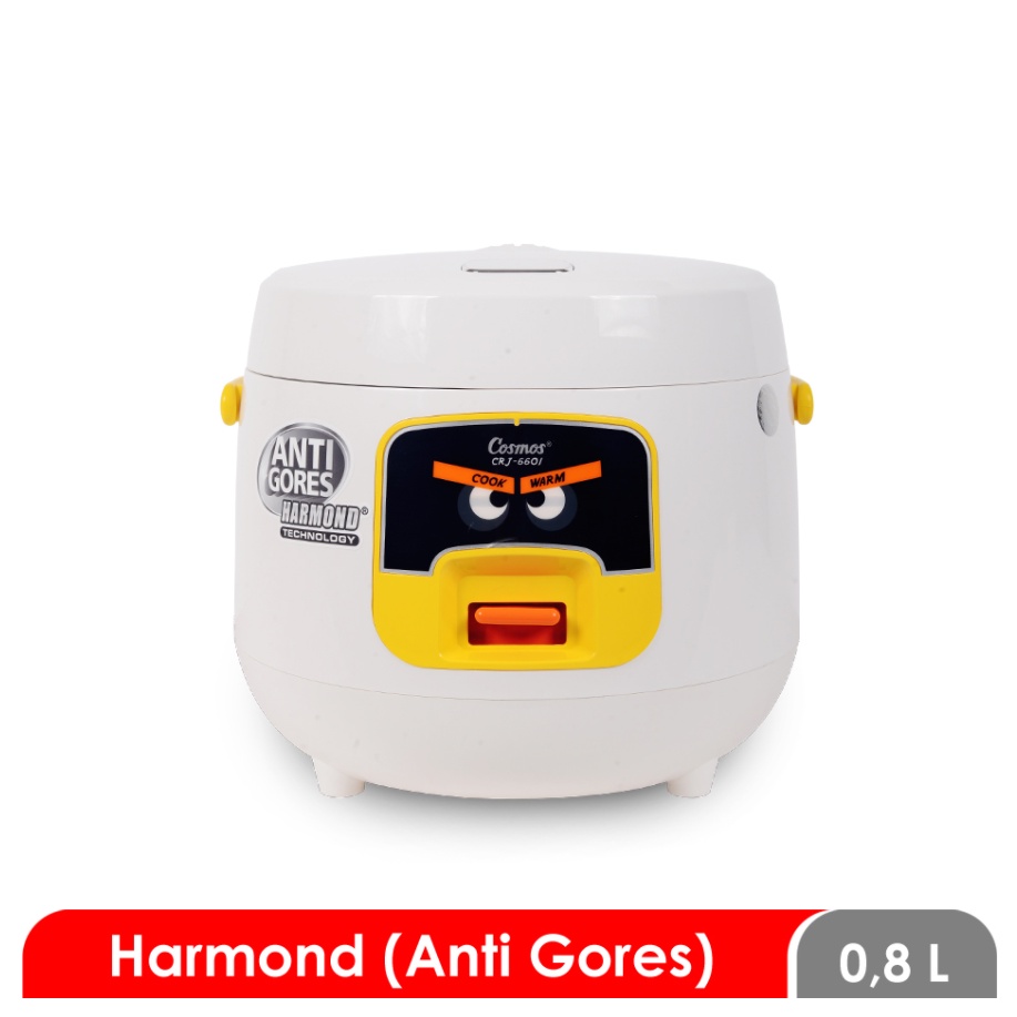 Magic Com Rice Cooker Cosmos Harmond Anti Gores 0.8 Liter  CRJ-6601 / CRJ6601 / CRJ 6601 B W Hitam Putih