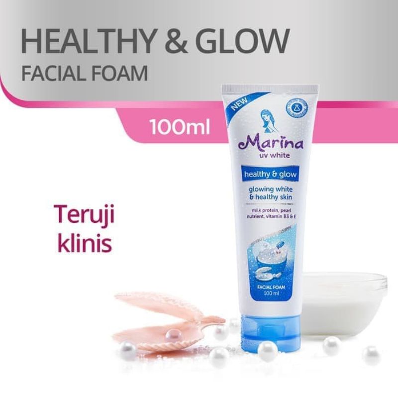Marina UV white healthy & glow facial foam
