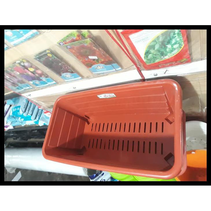 Pot Bunga Kotak Besar Vienna(Greenleaf) Panjang 47Cm - Cokelat Muda