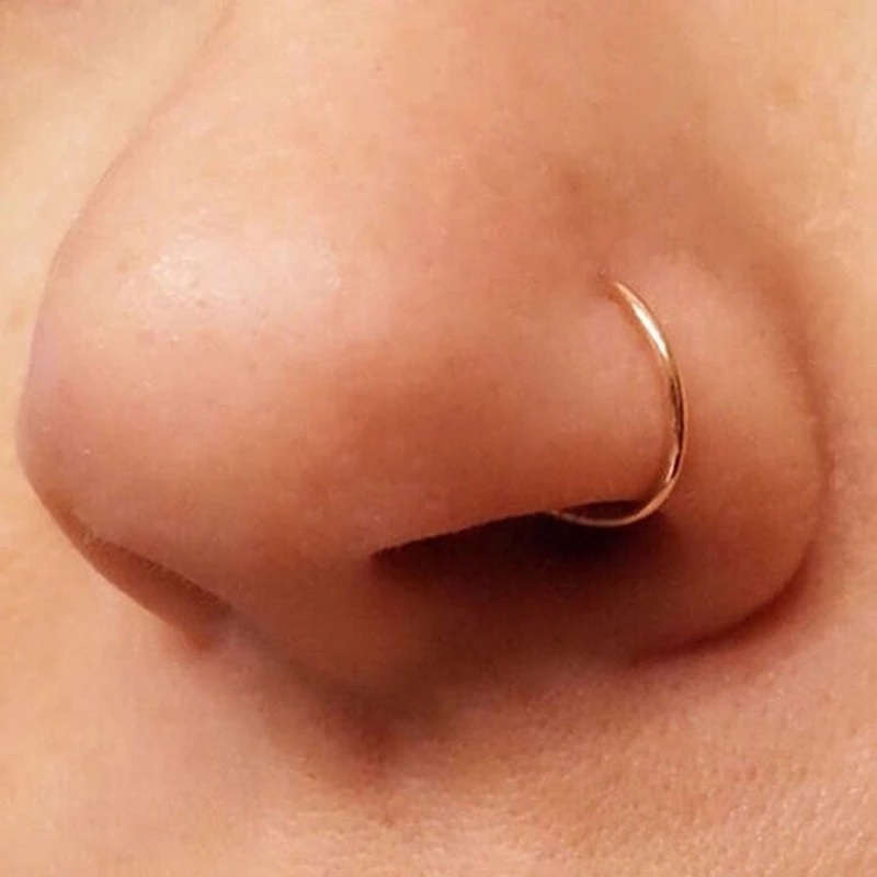 Stainless Steel Studs Untuk Wanita Gadis Hidung Cincin Rings Aksesoris Bulat Tipis Tindik Hidung Pria Tubuh Lubang Tindik Perhiasan