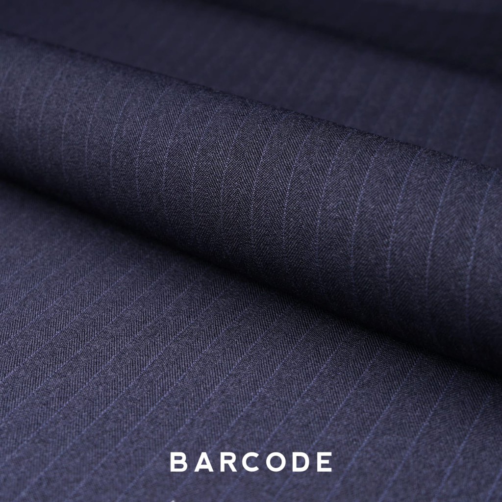 Kain BELLINI SEMI WOOL MOTIF SALUR GARISGARIS BARCODE warna NAVY