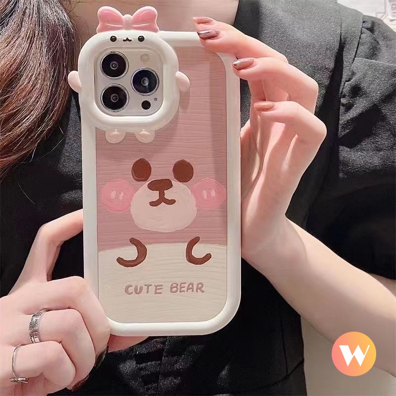 Soft Case TPU Motif Kartun Beruang 3D Untuk iPhone 11 14 13 12 Pro MAX 6 6S 7 8 14 Plus XR X XS MAX SE 2020