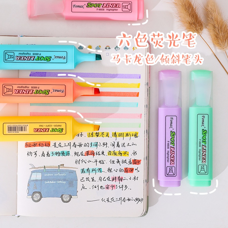 2pcs/Set Durable Large Capacity Candy Color Highlighter For Students