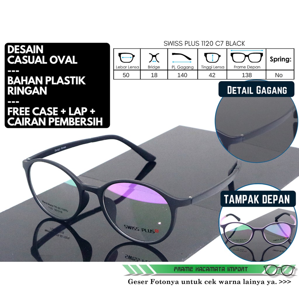 Frame Kacamata Minus Bulat Oval Pria