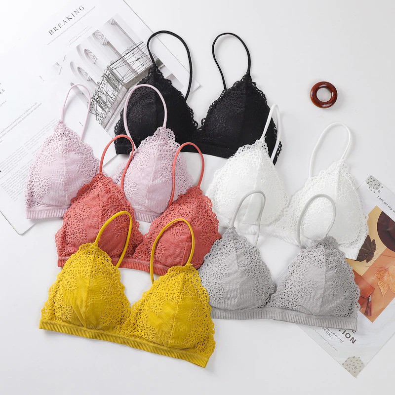 IKILOSHOP UND36 Bra Wanita Tanpa Kawat Tali Kecil Bikini Pakaian Dalam bralette Push Up Elastis Sexy