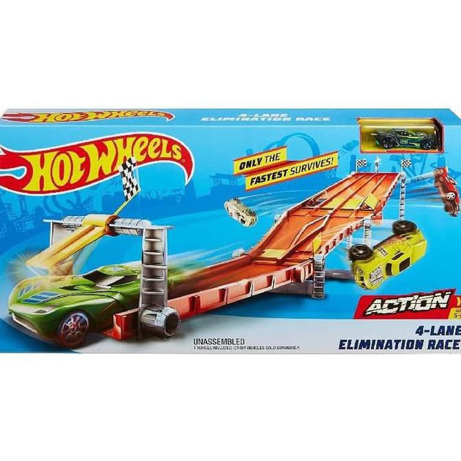 Hot Wheels 4 Lane Elimination Race playset free packing tebal