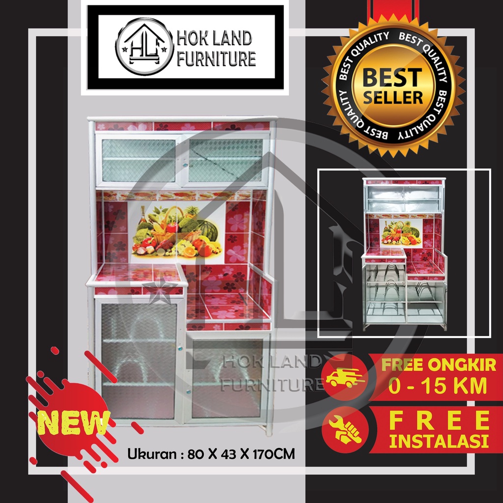 Rak Piring Aluminium Kaca Keramik SUPER 2 Pintu Almunium Besar Tebal Magiccom / RS12