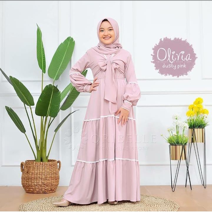 [NEW FASHION KIDS] BIG PROMO!! OLIVA KIDS//MANGOCREPE USIA 8-11 TAHUN /gamis anak tanggung /BISA COD