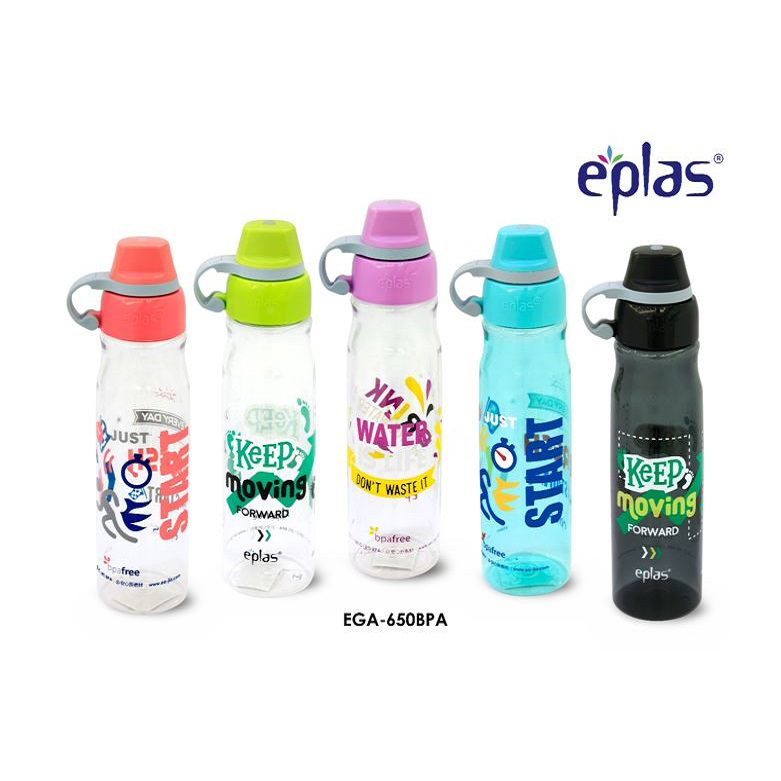 EPLAS Water Bottle, Silicone Handle (650ml), Water Tumbler, Botol Air, BPA Free, Tritan