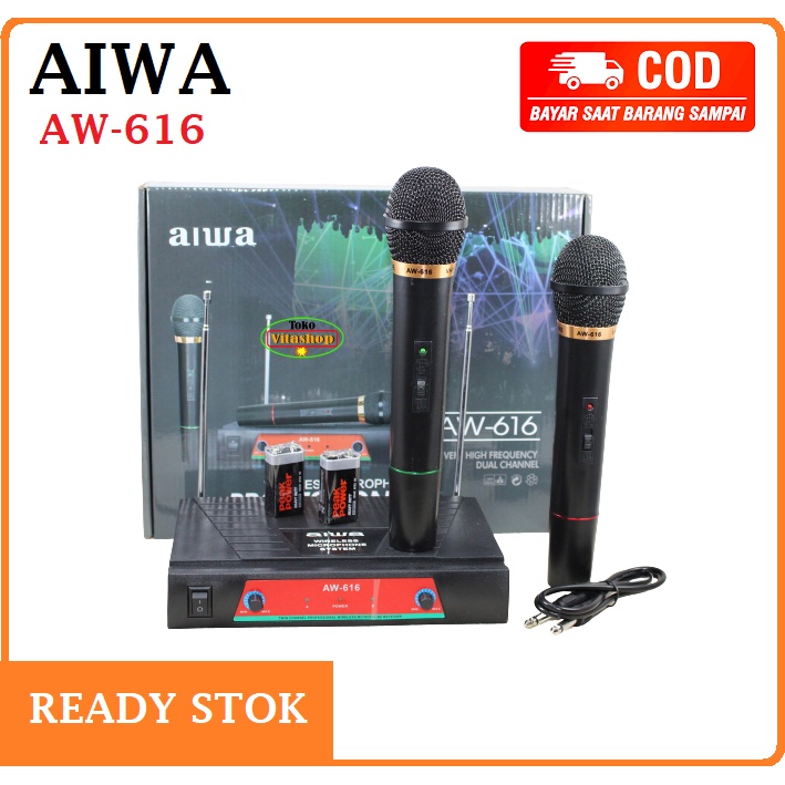 Microphone AIWA AW-616 Microphone Double Wireless Microphone Profesional