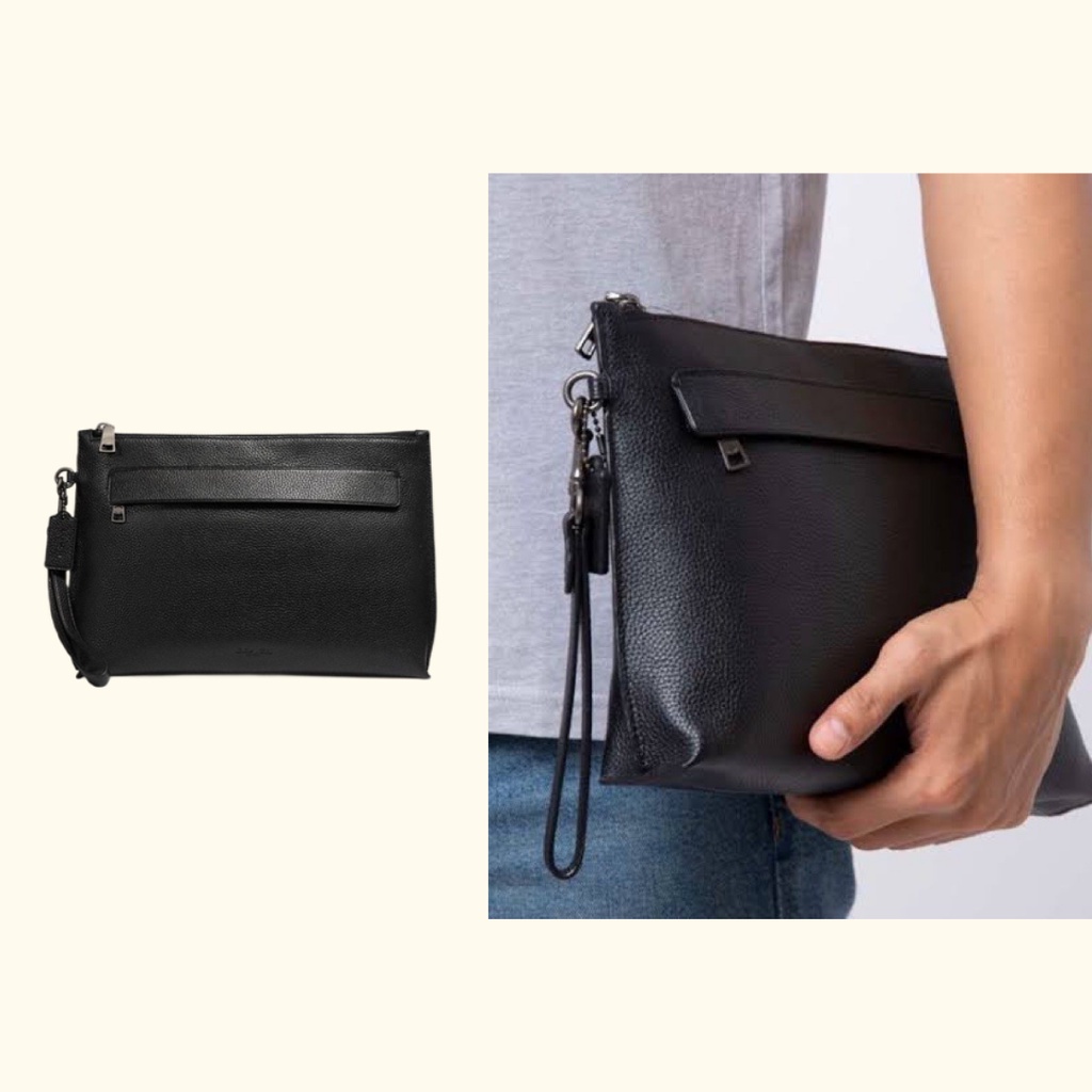 [ORIGINAL 100%] Coach Men 28614 Carryall Pouch Full Leather - Black