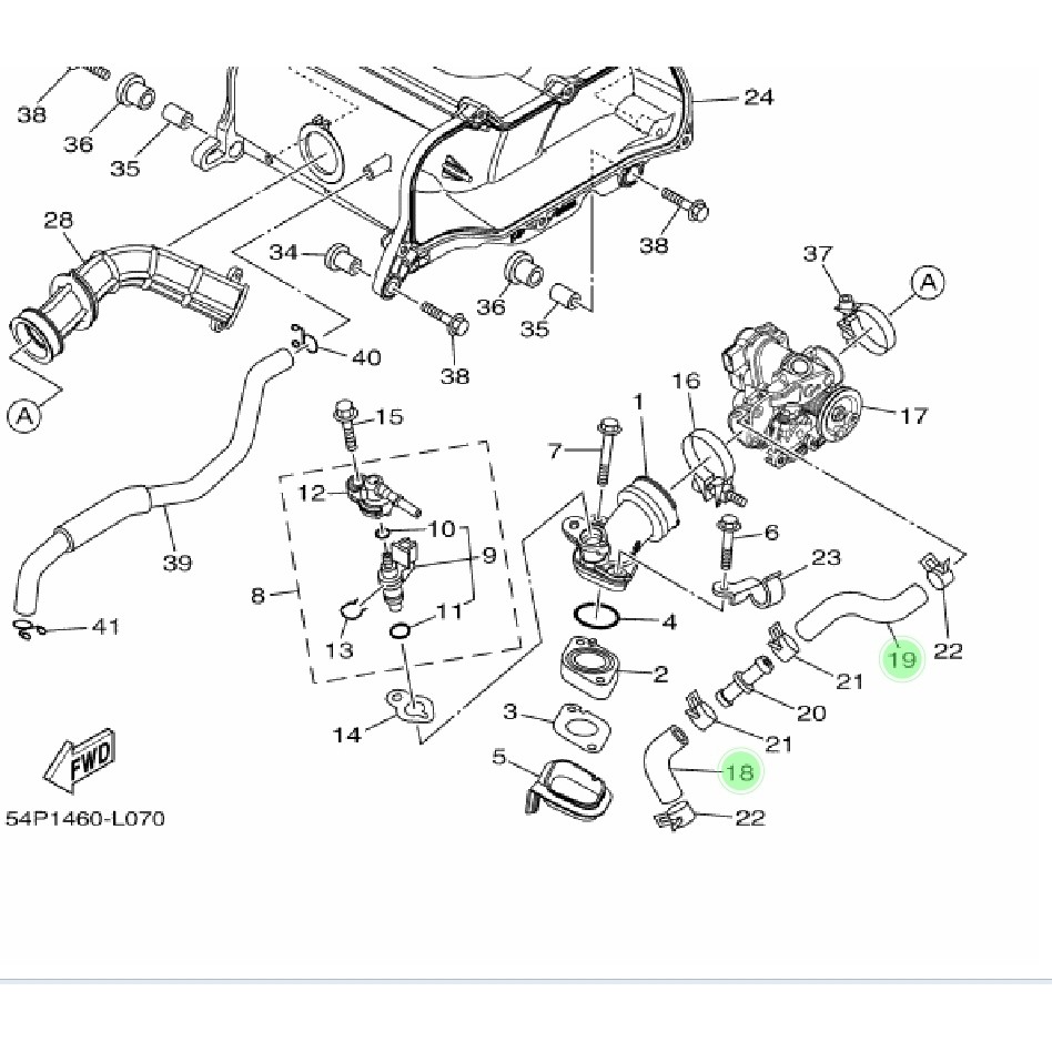 SELANG HAWA UDARA INTAKE INTEK ISC THROTTLE BODY MIO J SOUL GT FINO FI XRIDE 115 ORIGINAL YGP 54P-E3892-00 &amp; 54P-E3895-00