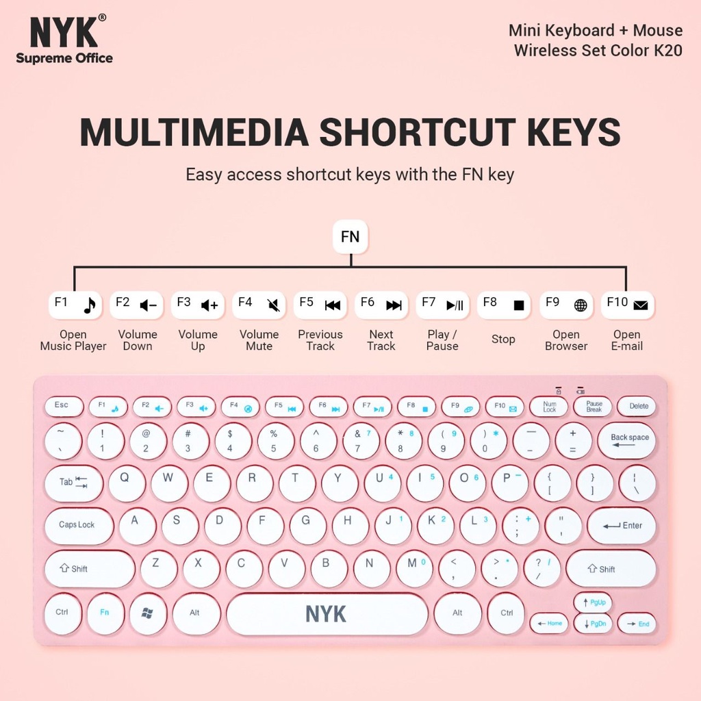 NYK K20 Keyboard Wireless Mouse Optical K20