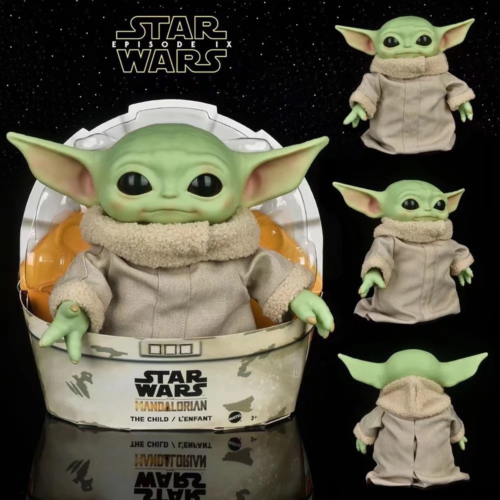 Disney Anime Star Wars Mandalorian The Child Yoda Grogu Baby Pvc Action Figure Plush Doll Mainan Dalam Kotak