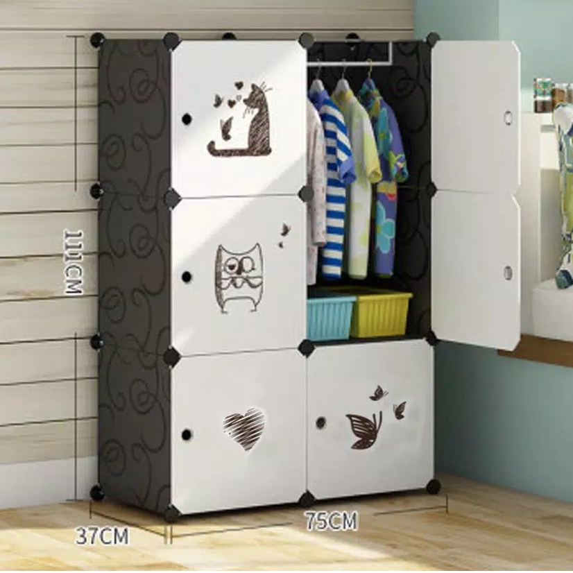 [ACC] Lemari plastik Portable Multifungsi Karakter 6 Pintu / Lemari Pakaian