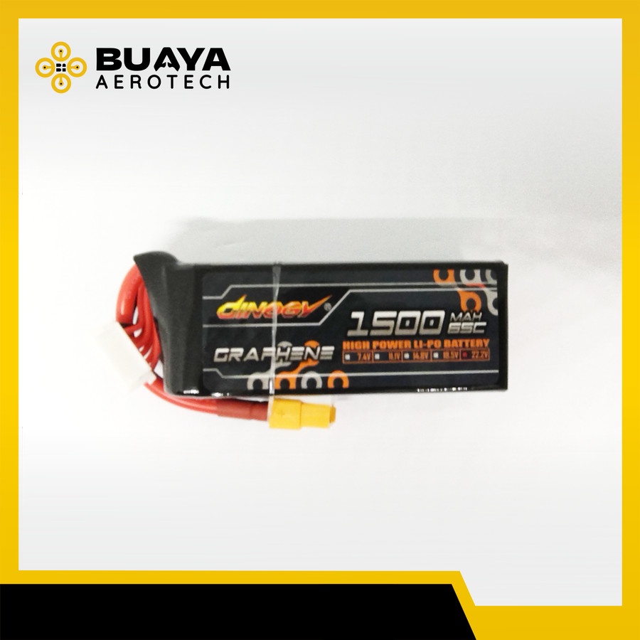 Dinogy Baterai Lipo 6S Graphene 1500mAh 65C XT60 Battery Drone Batre