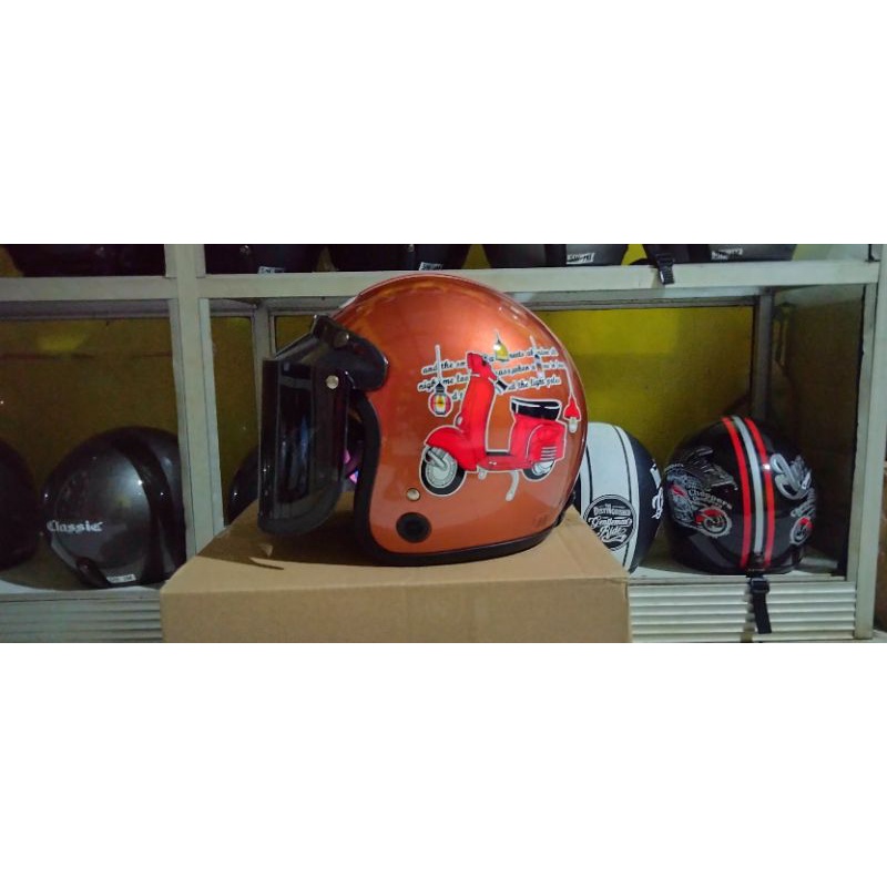 helm bogo motif/ bogo dewasa full leher/ helm classic/ helm karakter SNI