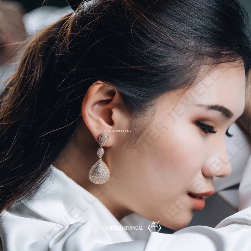 Vier Jewellery Earrings 7588 / Anting Pesta Replika Berlian Crystal Zirconia